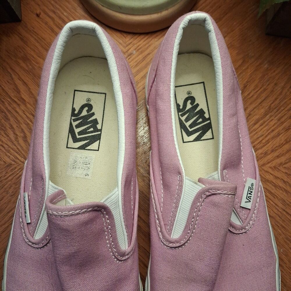 Vans White Pink Classic Slip On Unisex Low Top Women Size 9.5 Men Size 8 Adult - Picture 2 of 10